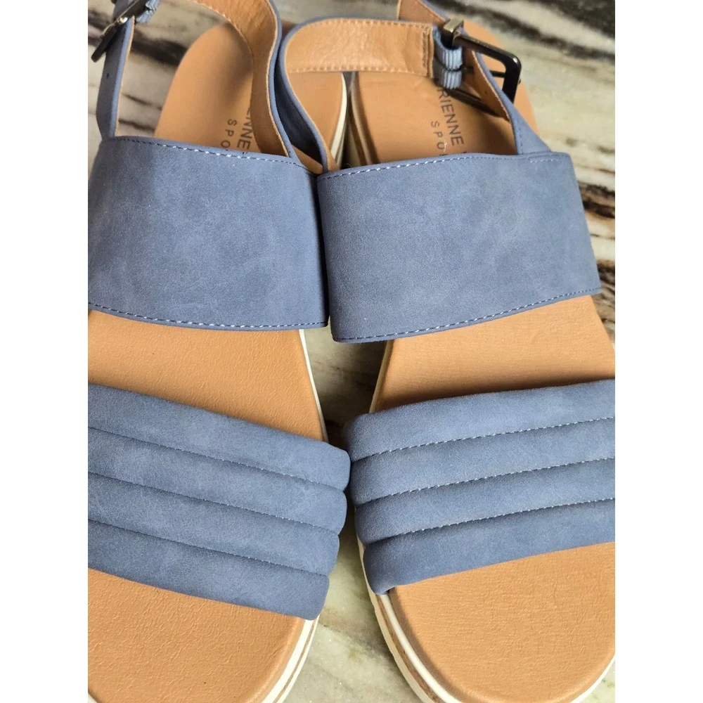 Adrienne Vittadini Sport‎ Blue Platform Slingback Sandals Womens Size 8 Buckle